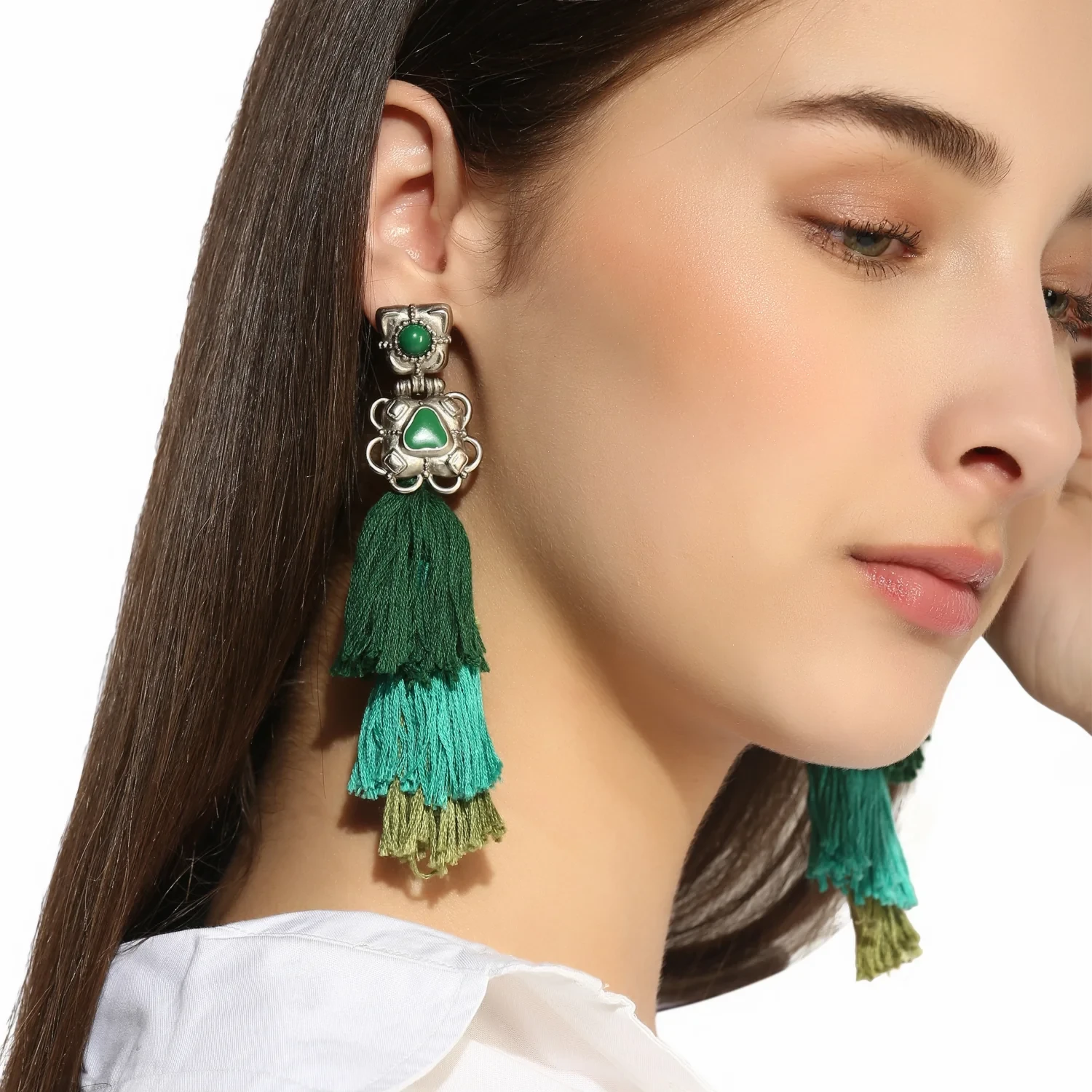 Women Beautiful Handmade latkan Tassels Hanging for Blouse Lehenga Saree(Size - Small Green 2 PC)