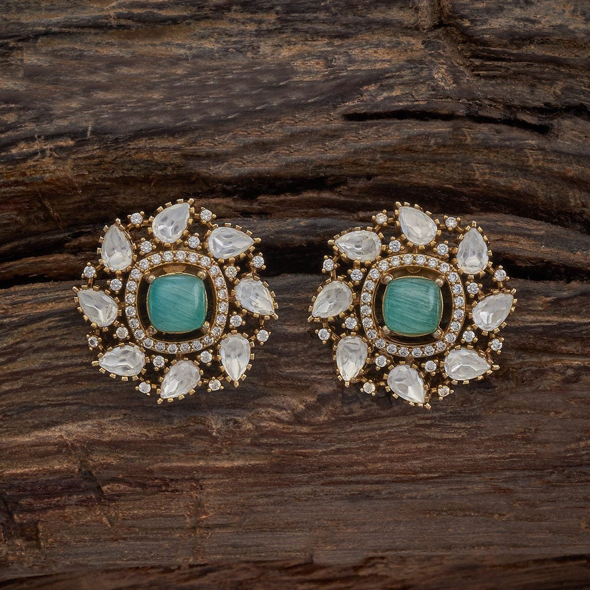 Kundan Earring Victorian Polish Mint Colour