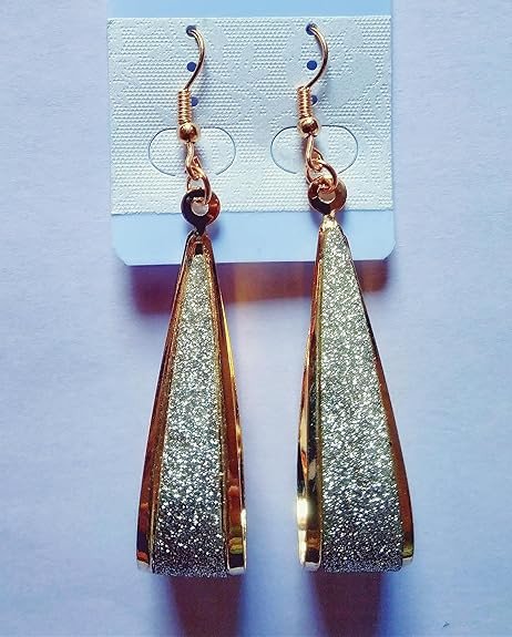 big long stylish earring,glitter dangle earrings for women(Golden colour,metalic