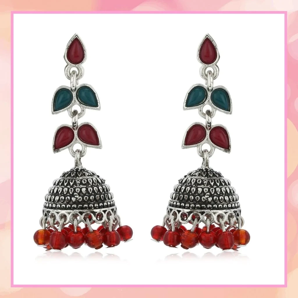 Brand: Silvermerc Designs Silvermerc designs Statement Fashion Jewellery Designer Antique Style Tribal Muse Collection Small Jhumka Jhumki Earrings For Women & Girls