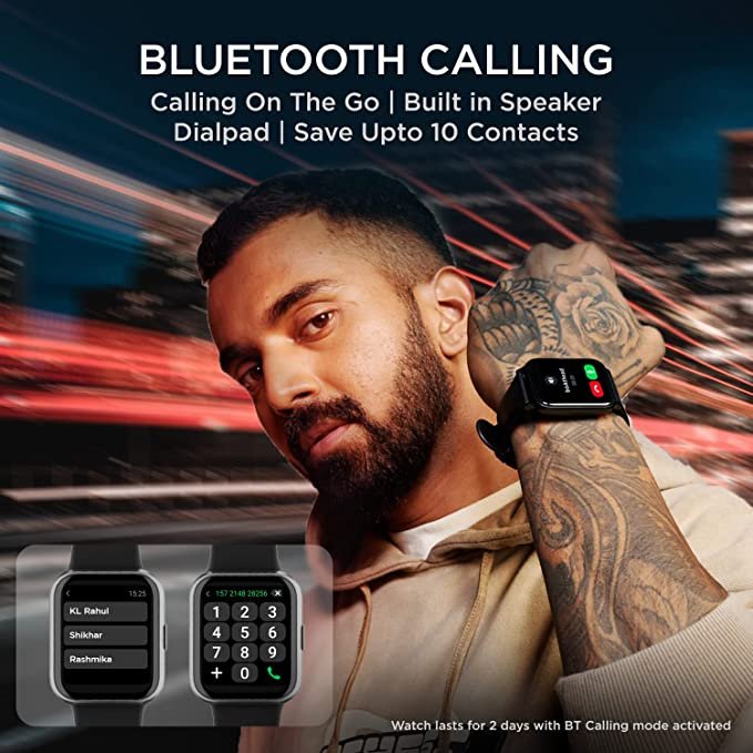 Tiya Wave Select with 1.69" HD Display, upto 10 Days Battery, HR & SpO2 Monitoring Smartwatch  (Black Strap, Free Size)