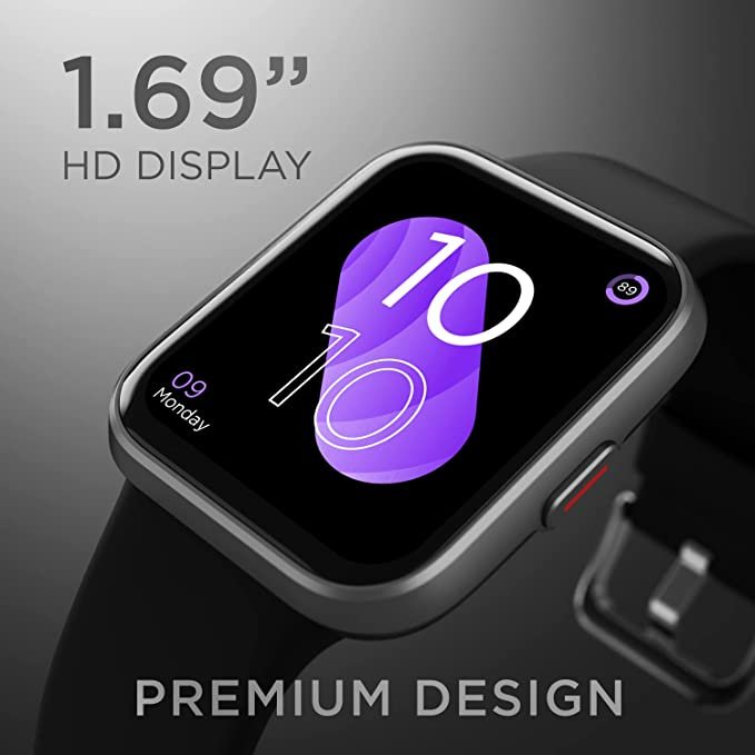 Tiya Wave Select with 1.69" HD Display, upto 10 Days Battery, HR & SpO2 Monitoring Smartwatch  (Black Strap, Free Size)