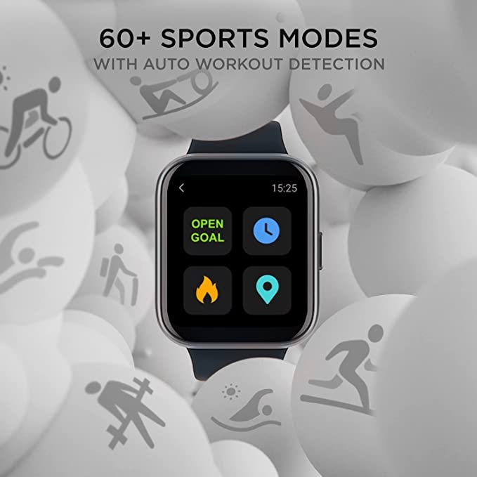 Tiya Wave Select with 1.69" HD Display, upto 10 Days Battery, HR & SpO2 Monitoring Smartwatch  (Black Strap, Free Size)