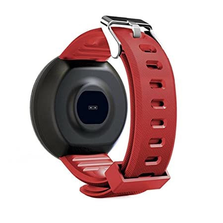 Tiya Bluetooth Smart Fitness Band D18 Activity Tracker Touch Screen Digital Bracelet Watch for Men Women (Red Strap)(Free Size)