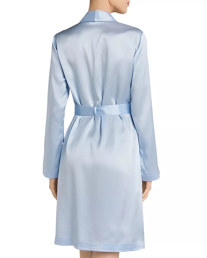 100% Silk Satin Luxury Pajama Long Sleeve V-Notch Lapel Short Robe