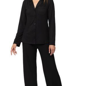 PajamaGram Naturally Nude Boyfriend Button Front Womens Pajama Sets