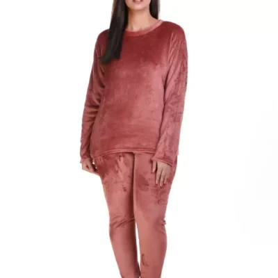 Girls Plain Dark Apricot Winter Woolen Fleece Night Suitvery Comfortale