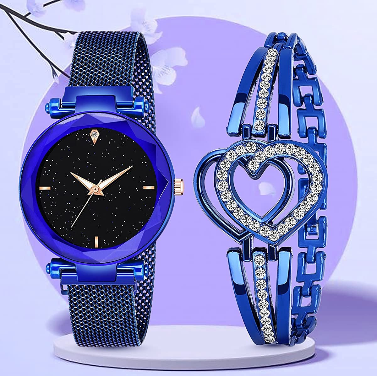 Tiya True Best Design Return Gift Hot Selling Hight Quality Festival Gift Analog Watch - For Girls Best Luxury Brand Diamond Magnet Starry Sky Bracelet Stone Female Combo