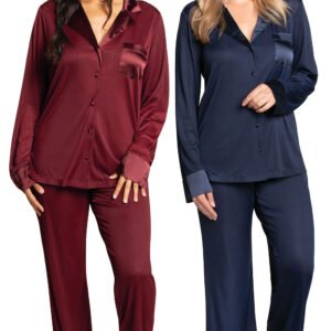 Satin Loungewear Set Women with Stretchable and Flexible Pyjama | Full Sleeve Sleepwear Dress for Womens and Girls