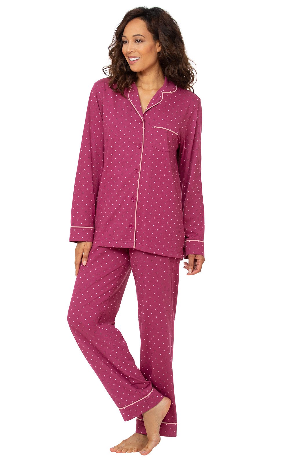 Cooling Pajama Button-Front Shirt (Pink)
