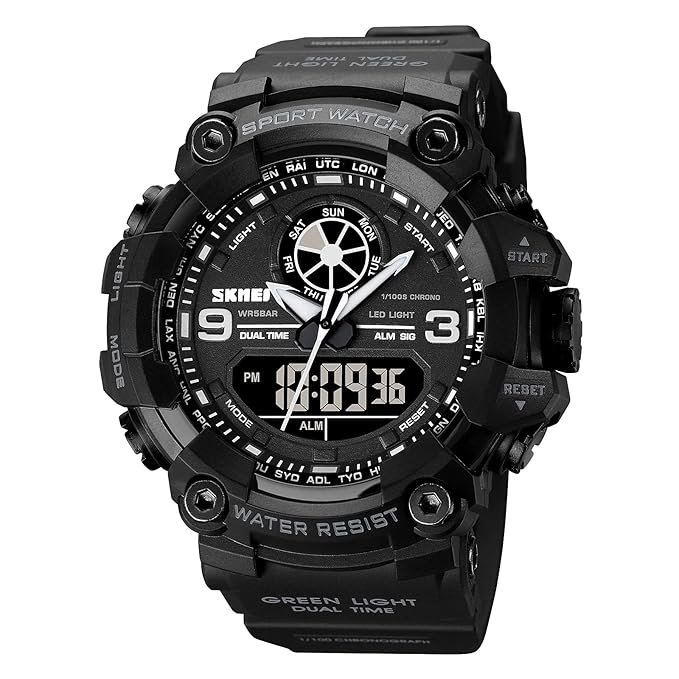 Tiya Men s Analog Display LED Watches Military Multifunctional Waterproof Quartz Sport Wrist Watch