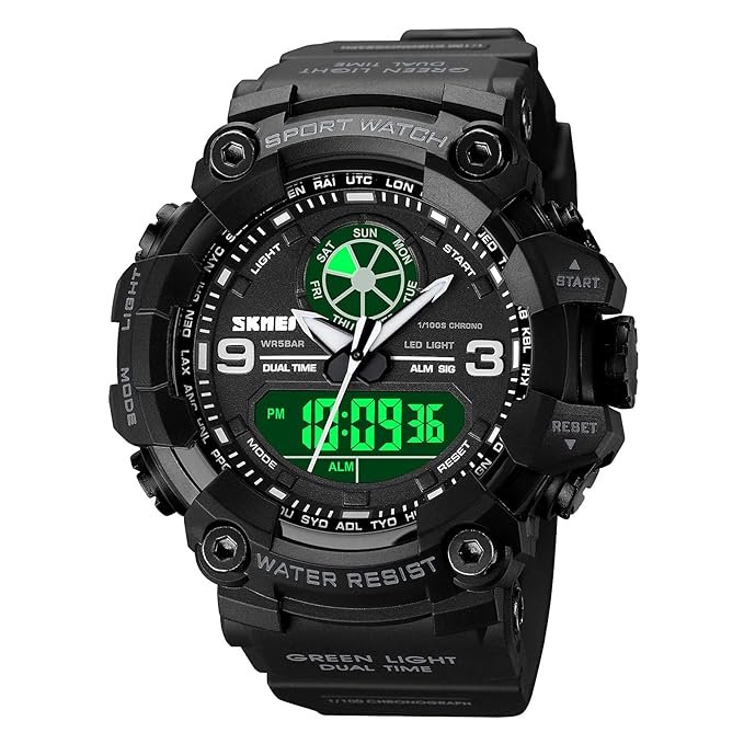 Tiya Men s Analog Display LED Watches Military Multifunctional Waterproof Quartz Sport Wrist Watch