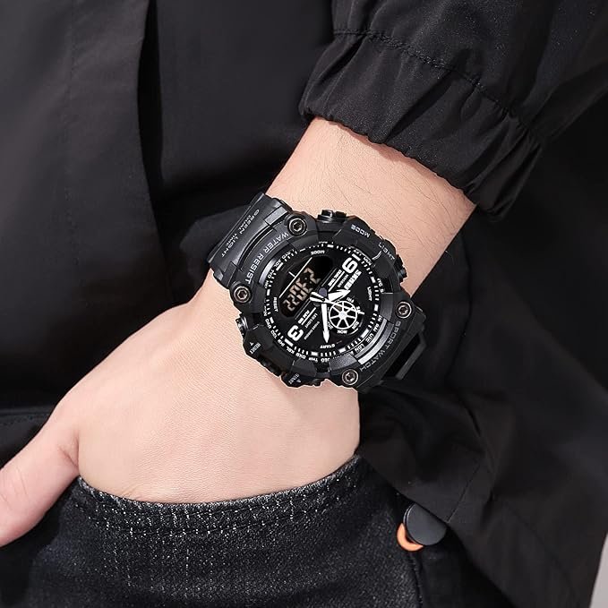 Tiya Men s Analog Display LED Watches Military Multifunctional Waterproof Quartz Sport Wrist Watch