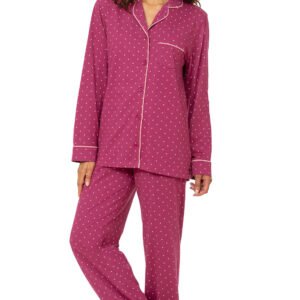 Women All Over Dots Print Night Suit Shirt & Pajama Set