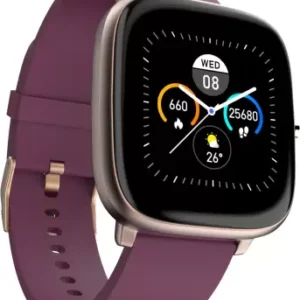 Tiya ColorFit Qube Spo2, 1.4″ Full Touch display, Multi-Sports modes, 7-day Battery Smartwatch (Rose Gold Strap)