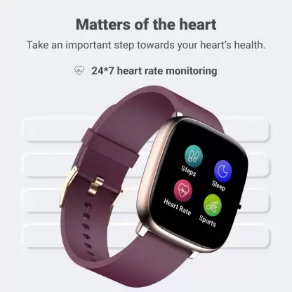 Tiya ColorFit Qube Spo2, 1.4" Full Touch display, Multi-Sports modes, 7-day Battery Smartwatch (Rose Gold Strap)