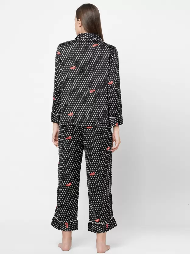 Women Printed T-Shirt & Pyjamas Set