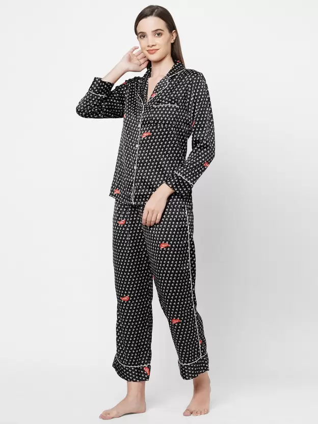 Women Printed T-Shirt & Pyjamas Set