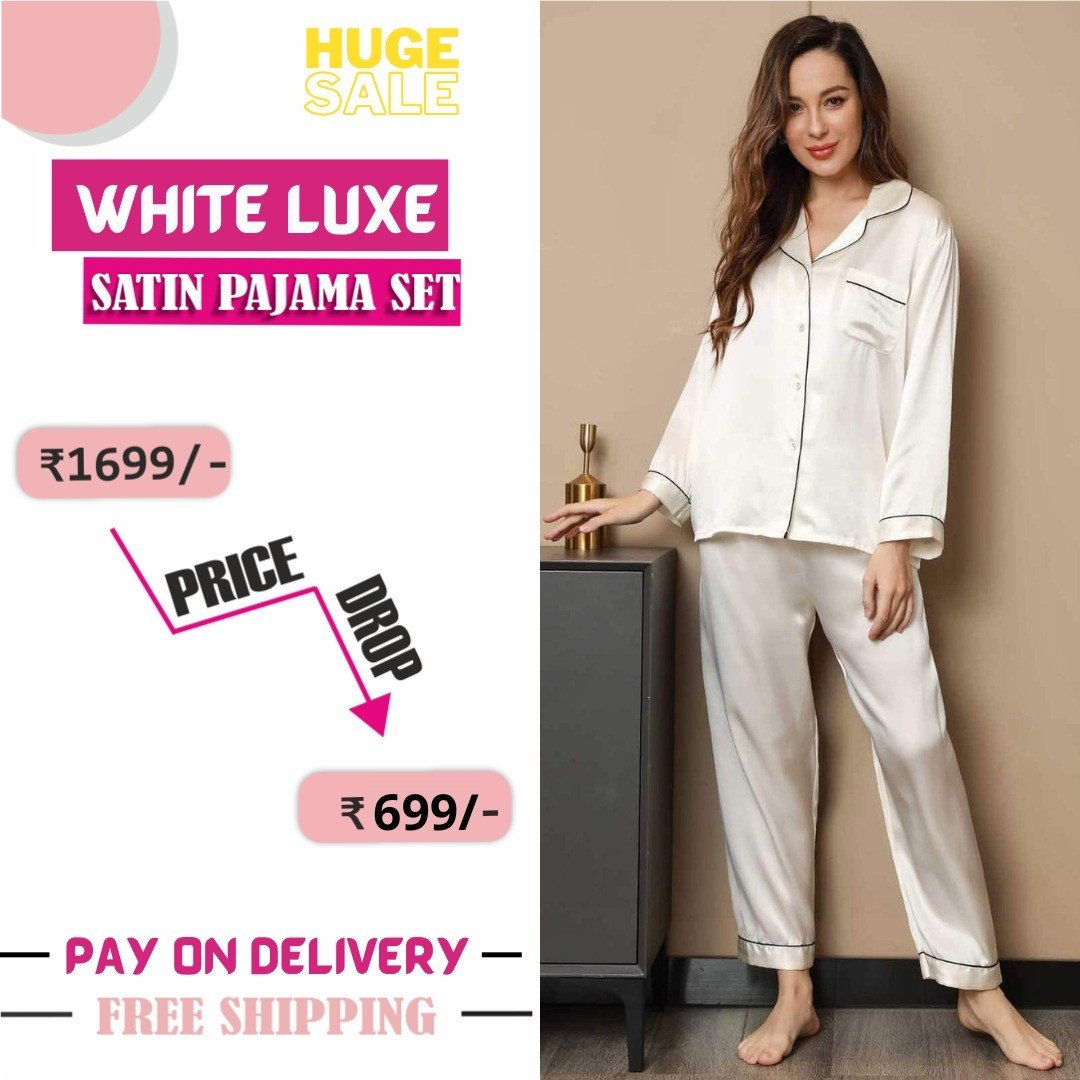 Tiya Women's Satin Plain/Solid Top and Pyjama Set