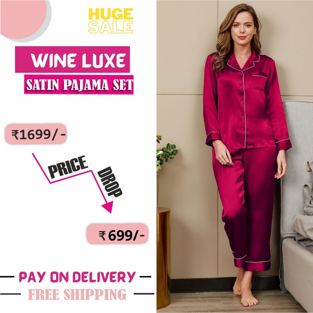 Tiya Women's Satin Plain/Solid Top and Pyjama Set