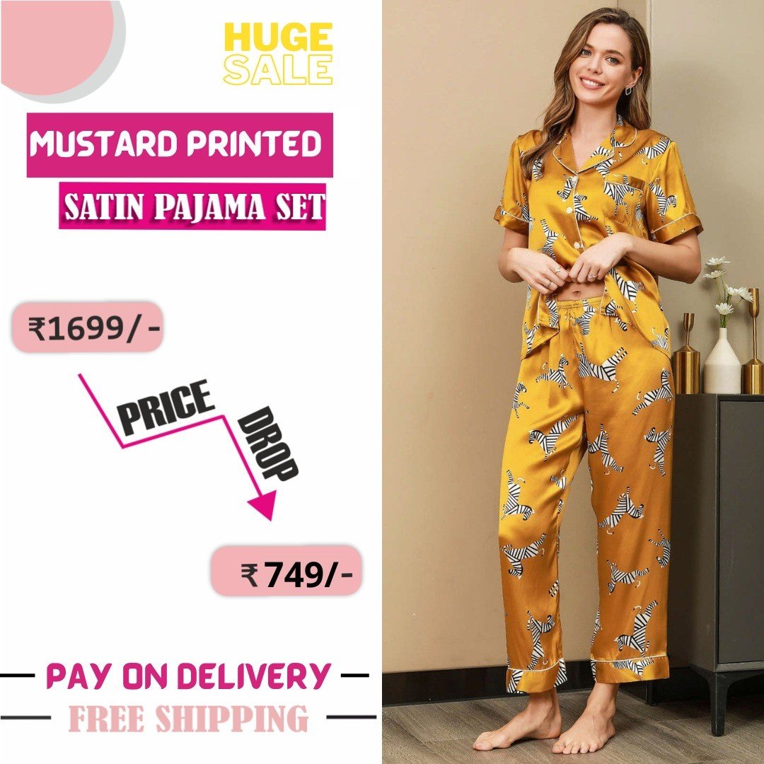 Tiya Women's Satin Plain/Solid Top and Pyjama Set