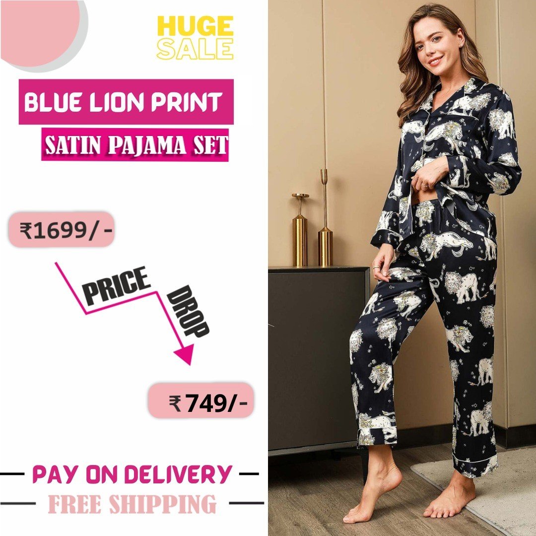Tiya Women's Satin Plain/Solid Top and Pyjama Set