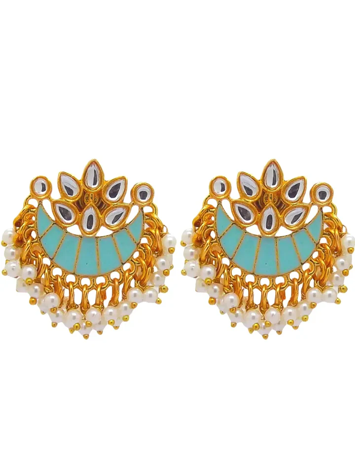 Tiya"s Gold Plated Sky Blue Chandbalis