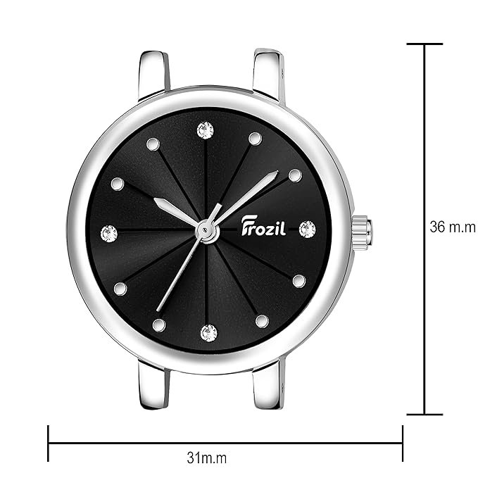 Analogue Black Dial Silver Coloured Strap Women’s Watch with Cosmic Bracelet Combo for Girls