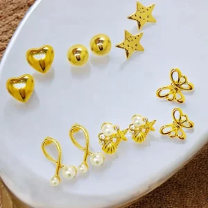 Tiya”s Combo of Gold Plated Stud Earrings