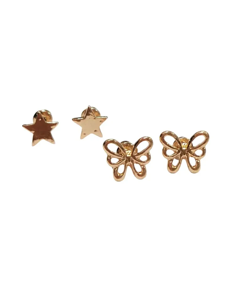 Tiya"s Combo of Gold Plated Stud Earrings