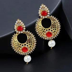 Red Chandbali Earrings