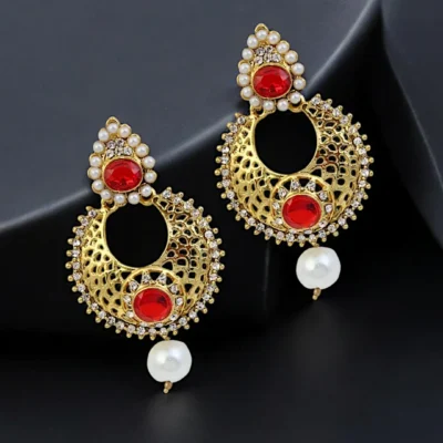 Red Chandbali Earrings