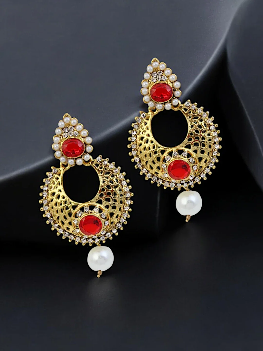 Red Chandbali Earrings