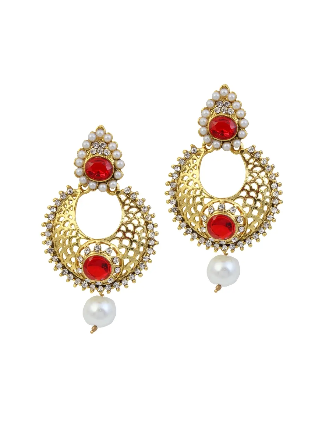 Red Chandbali Earrings