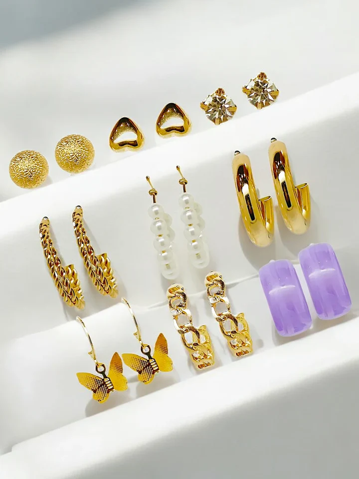 Tiya"s Gold Plated Combo Earrings