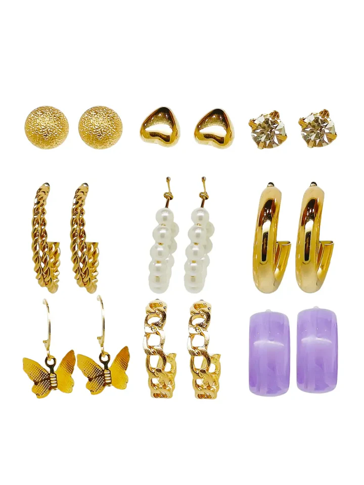 Tiya"s Gold Plated Combo Earrings