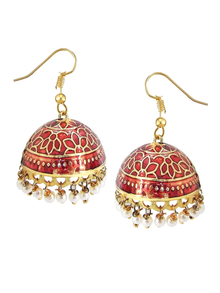 Tiya"sMeenakari Jhumkas with Pearls Combo Pack