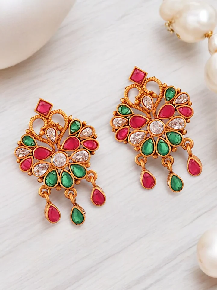 Tiya"s Floral Kundan Earrings