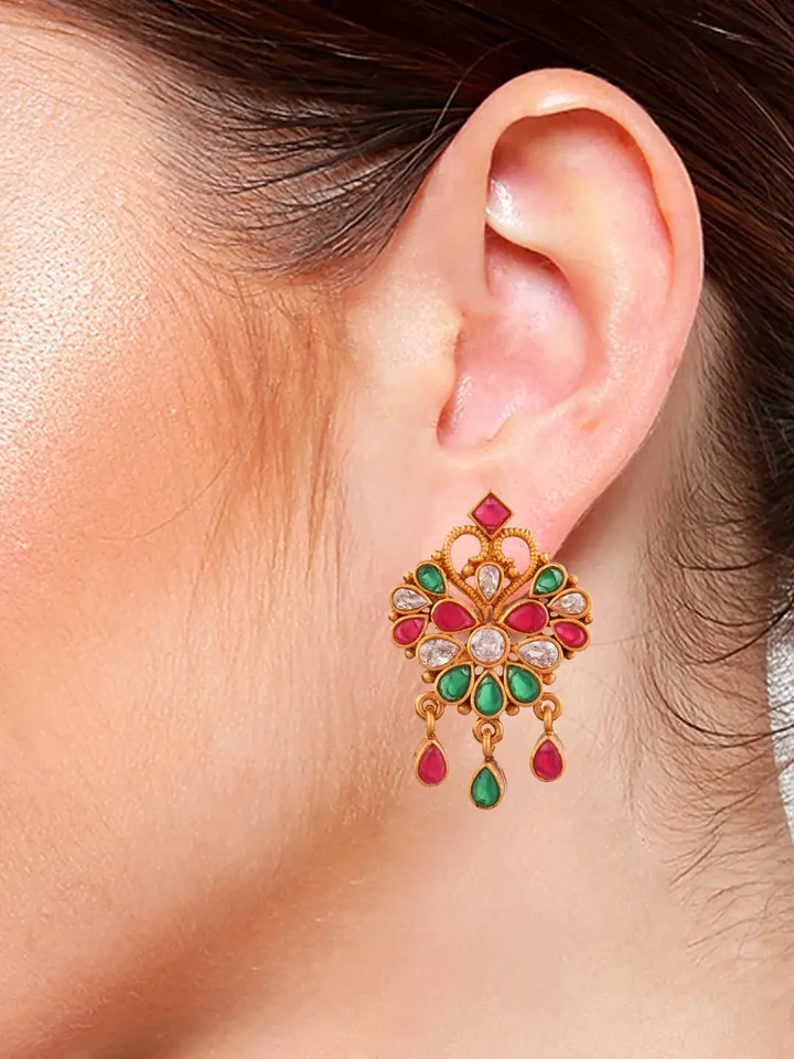 Tiya"s Floral Kundan Earrings