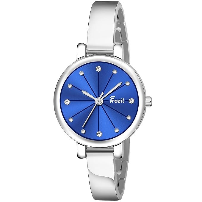 Analogue Blue Dial Silver Coloured Strap Women's Watch with Cosmic Bracelet Combo for Girls