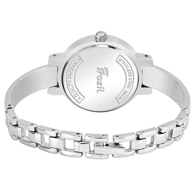 Analogue Blue Dial Silver Coloured Strap Women's Watch with Cosmic Bracelet Combo for Girls