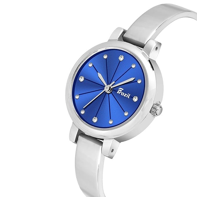 Analogue Blue Dial Silver Coloured Strap Women's Watch with Cosmic Bracelet Combo for Girls