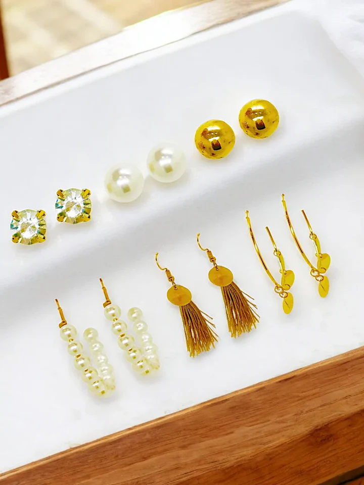 Tiya"s Gold Plated Combo Earrings