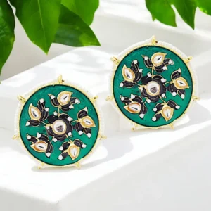 Tiya”s Green Meenakari Stud Earrings