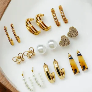 Tiya”s Half Hoop & Stud Style Earrings