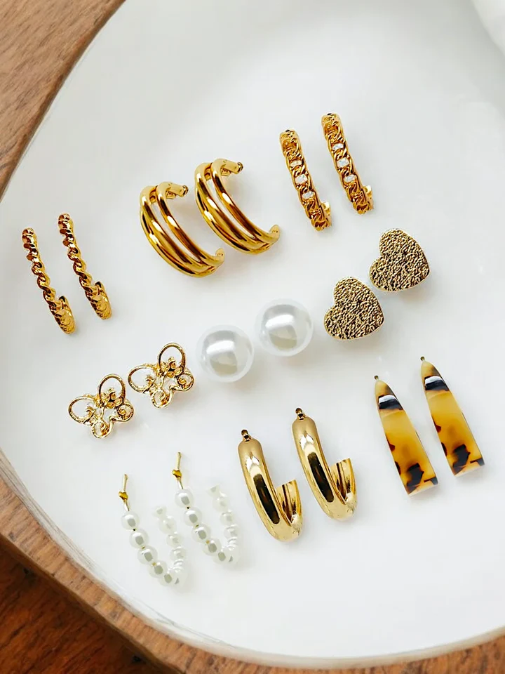 Tiya"s Half Hoop & Stud Style Earrings