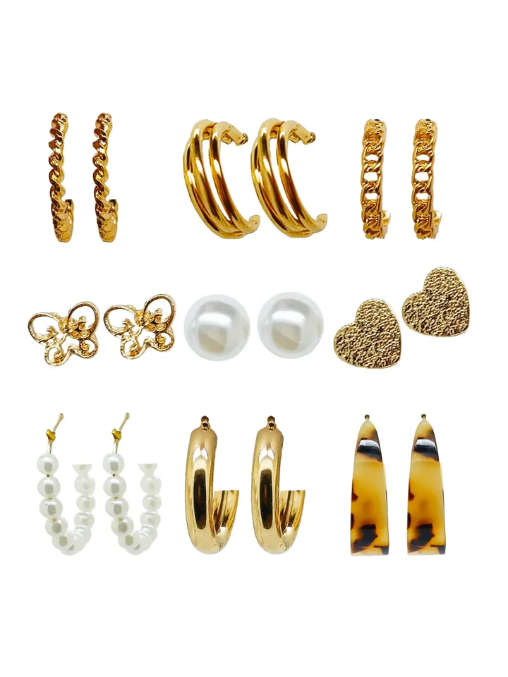 Tiya"s Half Hoop & Stud Style Earrings