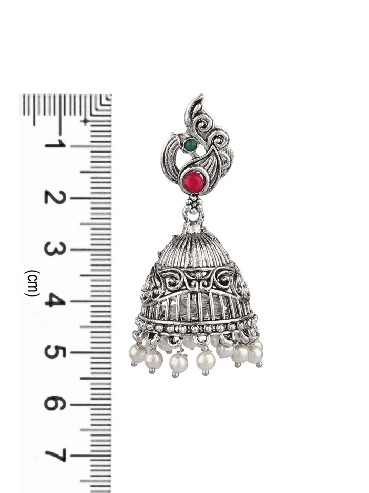 Silver Oxidised Jhumka Earrings