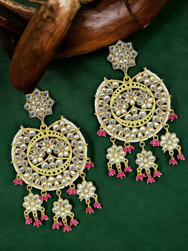 Tiya"s Gold Plated Kundan Earrings
