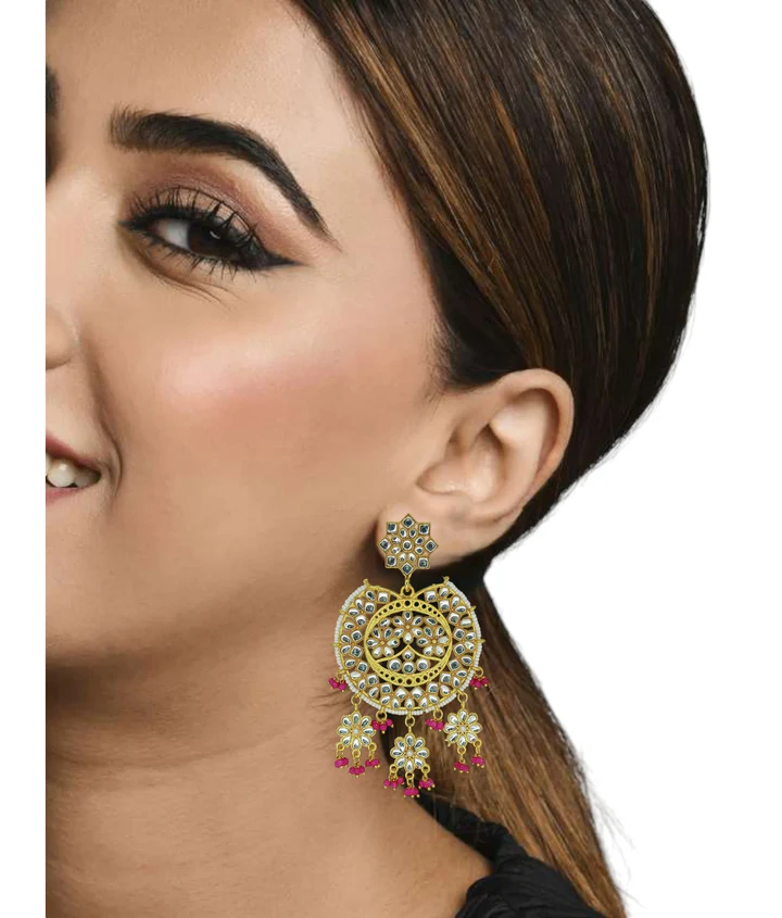 Tiya"s Gold Plated Kundan Earrings